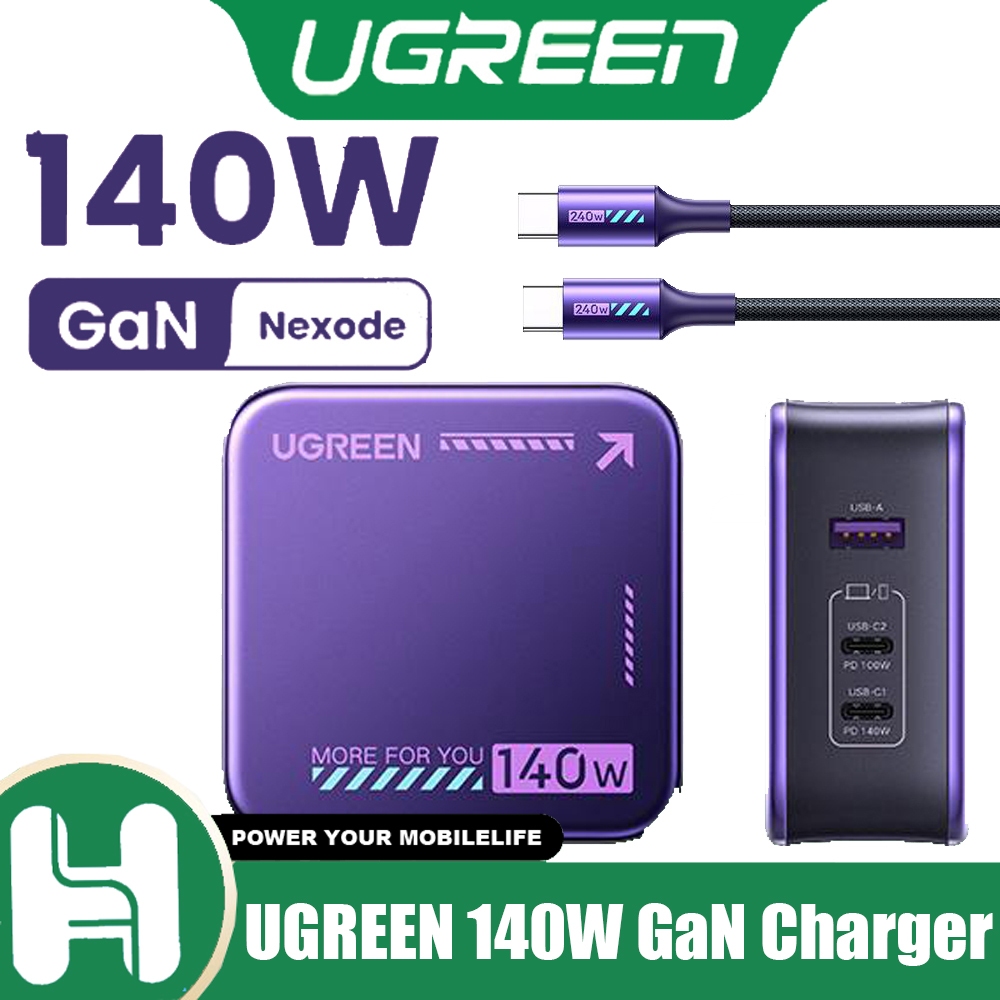 Ugreen 140W GaN Fast Charger Nexode USB C Charger 3-Port Charger PD3.1 PPS Wall Charger