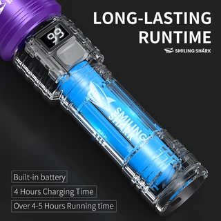 SmilingShark SD5252 ไฟฉาย led LED + UV395NM การระบุตัวตน ไฟคบเพลิง หลอดตรวจจับสารฟลูออเรสเซนต์ ซูมได้ 5 รูปแบบ ชาร์จใหม่สำหรับการตรวจจับธนบัตรการประเมินเครื่องประดับ