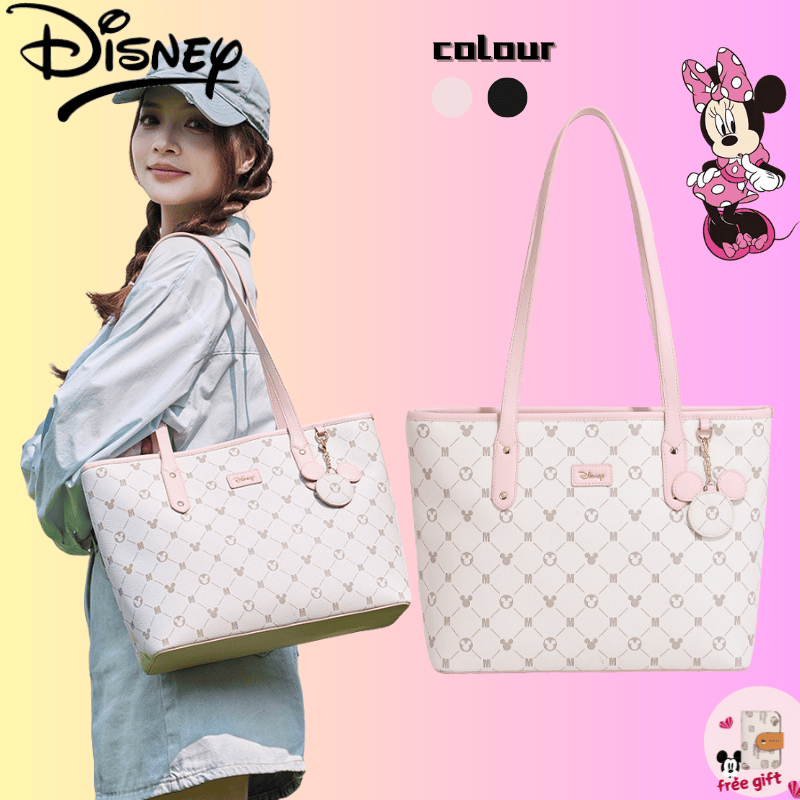 Disney แท้ จากทางการ ซีรีส์ Mickey กระเป๋าถือแฟชั่นคลาสสิก ความจุใหญ่ สำหรับสุภาพสตรีเดินทางช้อปปิ้ง