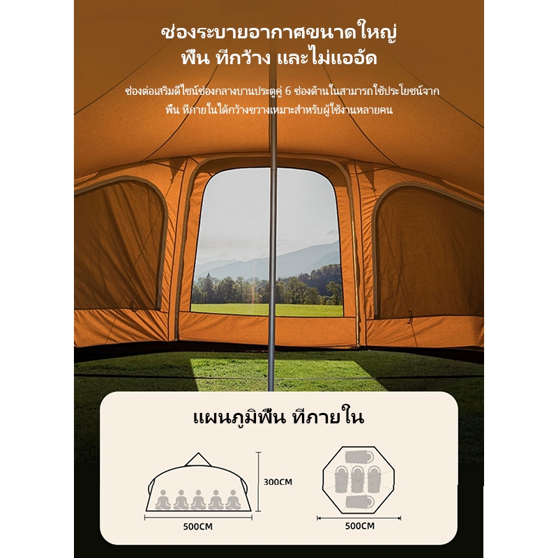 CAMEL CROWN เต็นท์ตั้งแคมป์กันฝนกลางแจ้ง ผ้าฝ้าย พกพาสะดวก ม่านบังแดด พื้นที่ขนาดใหญ่ - รูปที่ 3