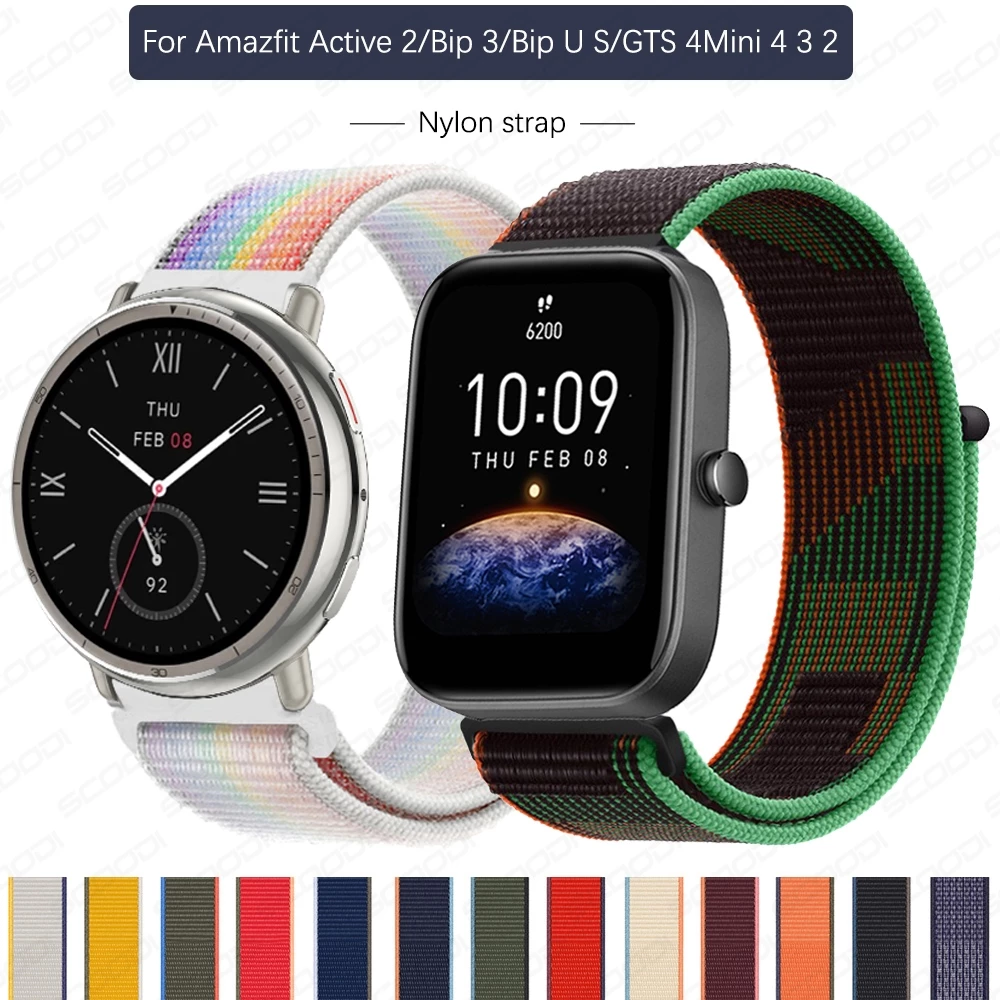 สายรัดไนลอนสําหรับ For Amazfit Active 2 / Active / Bip 3 3Pro / Bip U Pro / BIP S Lite / GTS 4 3 2 สร้อยข้อมือสายนาฬิกาขนาดเล็ก