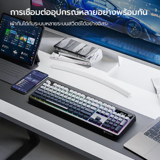 XUNFOX TK100 คีย์บอร์ดไร้สาย RGB (ไทย) การเชื่อมต่อแบบ Dual-Mode พร้อมจอแสดงผลดิจิตอลอัจฉริยะ