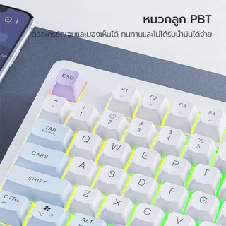 XUNFOX TK100 คีย์บอร์ดไร้สาย RGB (ไทย) การเชื่อมต่อแบบ Dual-Mode พร้อมจอแสดงผลดิจิตอลอัจฉริยะ