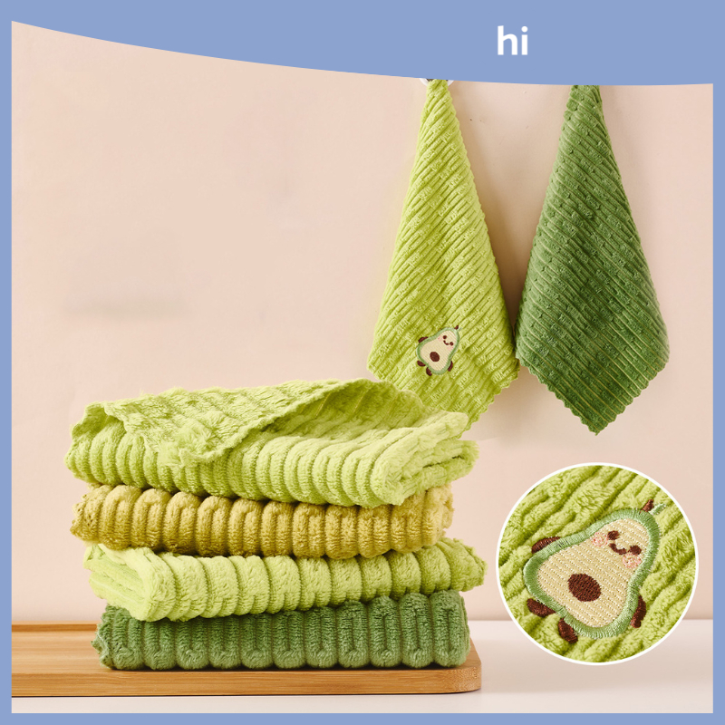 HI HOMES อะโวคาโดผ้าล้างจานไม่เปื้อนง่ายด้วยน้ํามันผ้าทําความสะอาดห้องครัวในครัวเรือนดูดซับขี้เกียจผ