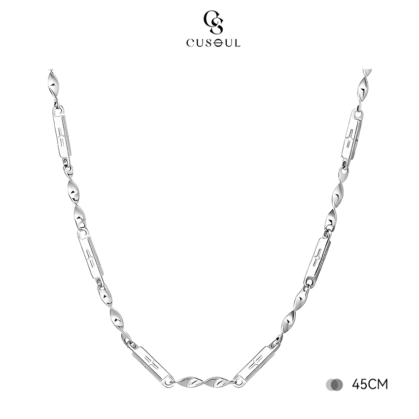 Cusoulสร้อยคอมอญ Möbius ลายไม้ไผ่ สไตล์คล้องกระดูกโคนคอด้านหน้า เหมาะสำหรับทั้งชายและหญิง