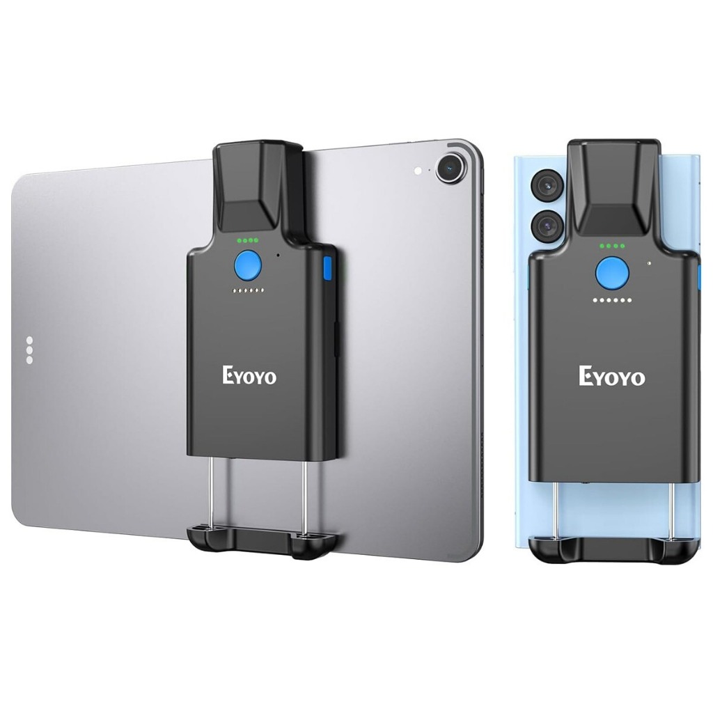Eyoyo เครื่องสแกนบาร์โค้ดบลูทูธแบบคลิปหลัง 2D, แบตเตอรี่ 3000mAh พร้อมไฟแสดงสถานะระดับพลังงาน, เข้าก