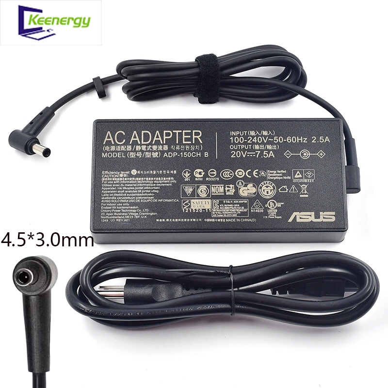 150W แล็ปท็อปชาร์จสําหรับ Asus Vivobook 15 F571 X571 K571 N571 20V 7.5A 4.5*3.0 มม.