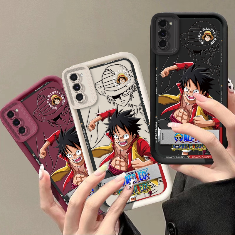 SAMSUNG ฟรีวงเล็บสําหรับSamsung M33 M14 M34 F34 M54 F54 S24FE F13 M13 one piece series Luffyซิลิโคนห