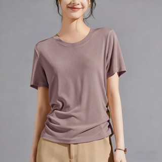 Ultrasoft Non-Iron   เสื้อยืดคอกลมผู้หญิง ไม่ย้วย ไม่หด ไม่ต…