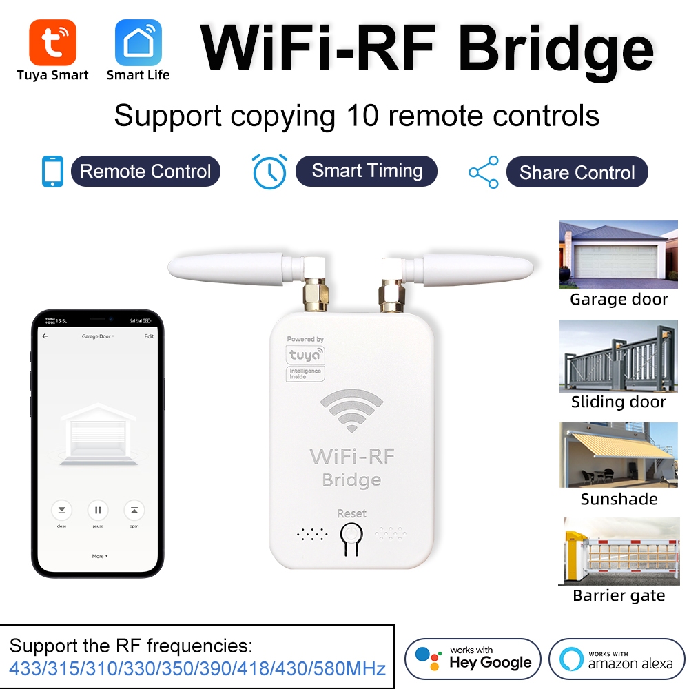 Tuya สมาร์ท Wifi RF Duplicator รีโมทคอนโทรลสําเนาสําหรับประตูไฟฟ้า Rolling ม่านประตูกันสาดบังแดดรีโมทคอนโทรล