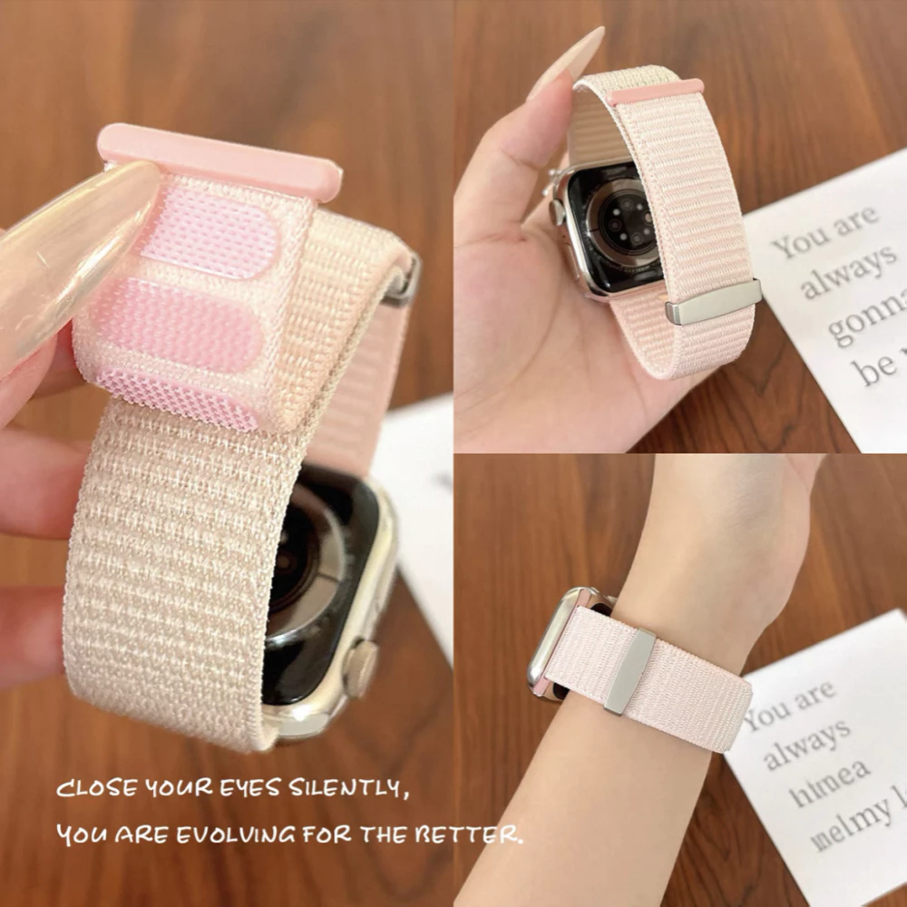 สายไนลอนบล็อกสีเหมาะสําหรับ iWatch 11/SE3/10/9/8/7/6/5/4/3/2/1 สาย Velcro เหมาะสําหรับ 49/46/45/44/42/41/40/38 มม.