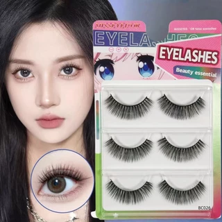 ขนตาปลอม ส่งจากไทย ขนตาปลอมหนานุ่ม ขนตามิงค์เทียม ปลอมธรรมชาติ 3 มิติ รุ่น 3 คู่/กล่อง ทําเอง กาวติดฟรี