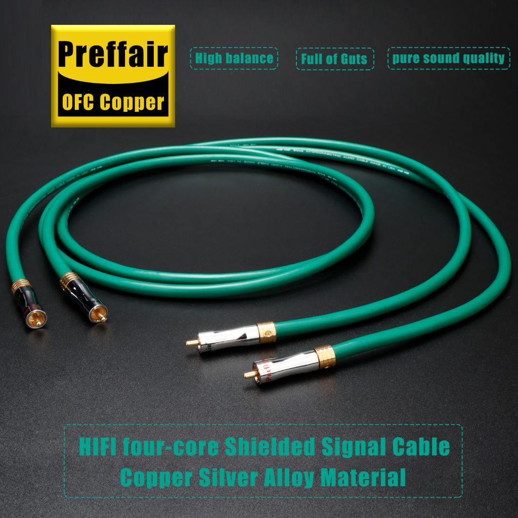 Preffair สายเคเบิลเสียง HiFi RCA เป็น RCA ทองแดงบริสุทธิ์ 99.998%