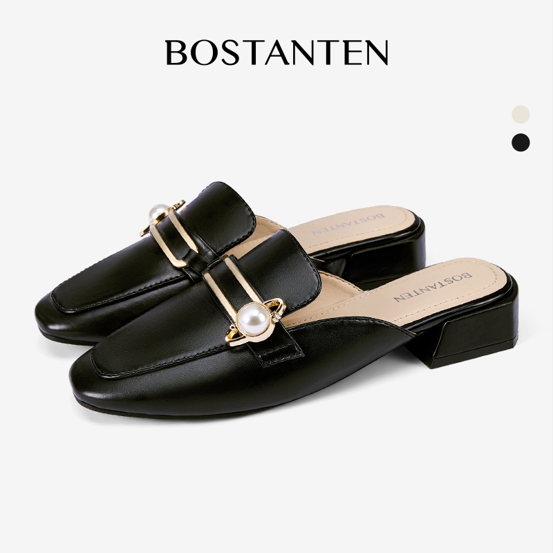 【Q-ไซส์ 36/38 】BOSTANTEN รองเท้า Mule ผู้หญิง หัวแหลม ดีไซน์แฟชั่น กันลื่น ใส่สบาย เหมาะสำหรับทุกวันและวันทำงาน
