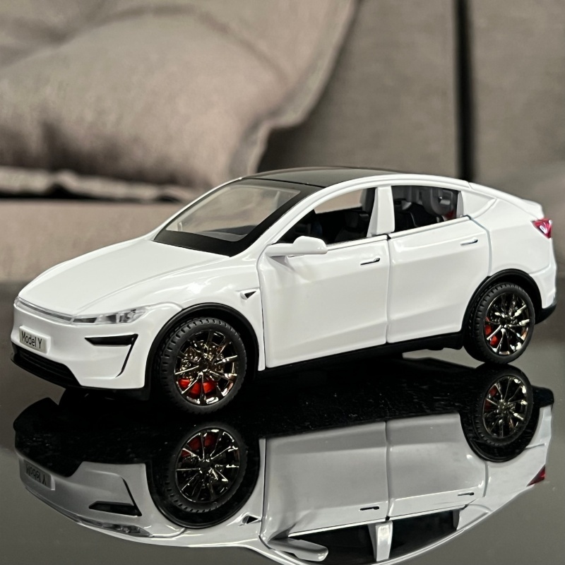 1:32 Tesla รุ่น Y + โลหะผสมรุ่นรถ Diecast โลหะ Miniature รถรุ่น Sound & Light ของเล่นเด็กรถ