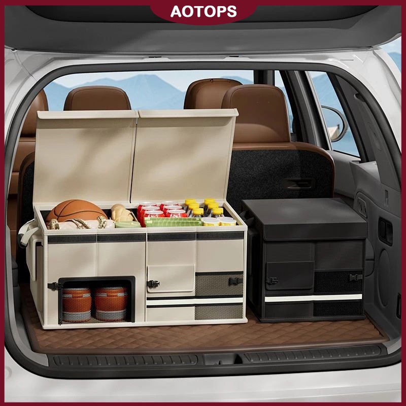 AOTOPS กล่องเก็บของในรถ 60L กล่องเก็บของในรถยนต์เอนกประสงค์ กล่องเก็บของในรถ พับได้ กล่องเก็บสัมภาระท้ายรถ กล่องเก็บของท้ายรถ กล่องเก็บของกันน้ำ