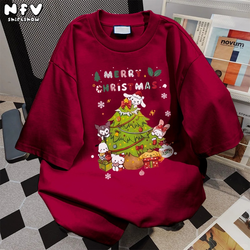 [จัดส่งตลอด 24 ชั่วโมง]  NFV ส่งจากไทย🚀เสื้อยืดแขนสั้น Christmas โอเวอร์ไซซ์ เสื้อยืดแฟชั่น ของขวัญคริสต์มาส YG331