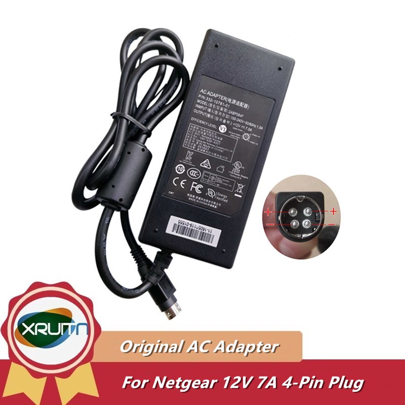ของแท้ 4-Pin 12V 7A 84W แหล่งจ่ายไฟสําหรับ Netgear NU-90-9120700-12 2ABP084F เครื่องชาร์จอะแดปเตอร์ 