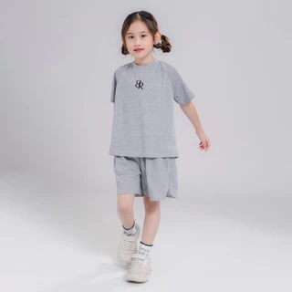B&R Kids【ชุดเด็กผู้หญิง】จัดส่งจากประเทศไทย เสื้อยืดแขนสั้นผ้าฝ้ายพร้อมกางเกงขาสั้น สบาย ระบายอากาศได้ดี น่ารัก 5-12 ปี