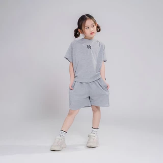 B&R Kids【ชุดเด็กผู้หญิง】จัดส่งจากประเทศไทย เสื้อยืดแขนสั้นผ้าฝ้ายพร้อมกางเกงขาสั้น สบาย ระบายอากาศได้ดี น่ารัก 5-12 ปี