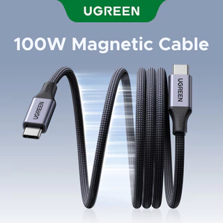 UGREEN สาย USB-C แม่เหล็กอัตโนมัติ 480Mbps Max, 20V/5A Max, รองรับการชาร์จเร็ว PD100W, USB 2.0 Data Transfer PVC เข้ากันได้กับ iPhone 17/16/15 series