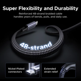 UGREEN สาย USB-C แม่เหล็กอัตโนมัติ 480Mbps Max, 20V/5A Max, รองรับการชาร์จเร็ว PD100W, USB 2.0 Data Transfer PVC เข้ากันได้กับ iPhone 17/16/15 series