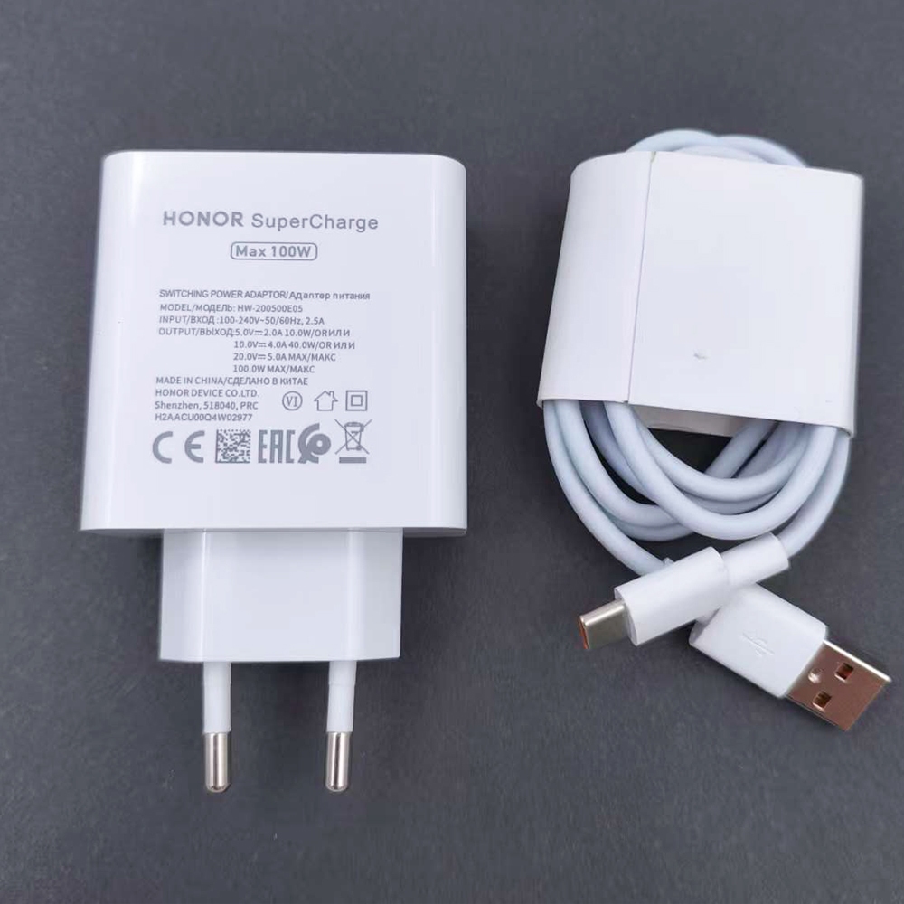 Original Honor 100W Usb Fast Charger EU SuperCharge Quick Charging Power Adapter 6A USB Type C สําหร