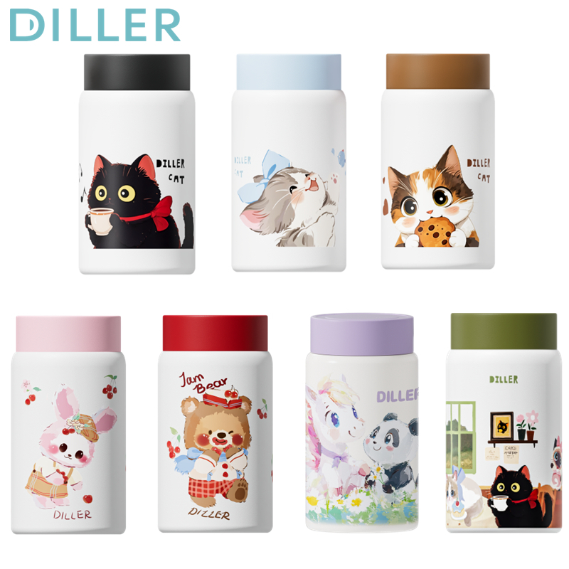 Diller Cat Mini Thermos ขวด 316 กระติกน้ําสูญญากาศสแตนเลส 280ml D9414 D9429 D9364