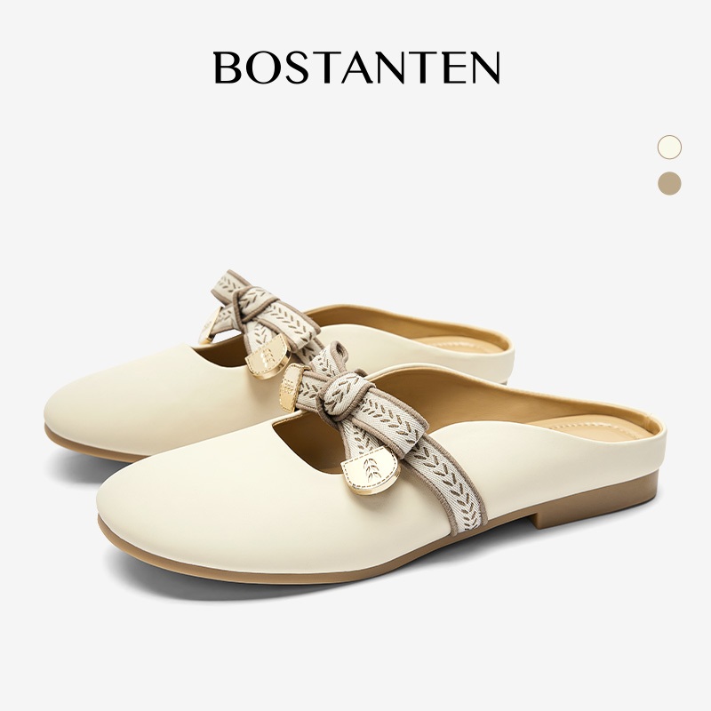 BOSTANTEN รองเท้า Mule ผู้หญิง แบบสลิปออน พื้นแบน นุ่มสบาย แฟชั่น กันลื่น แมทช์ง