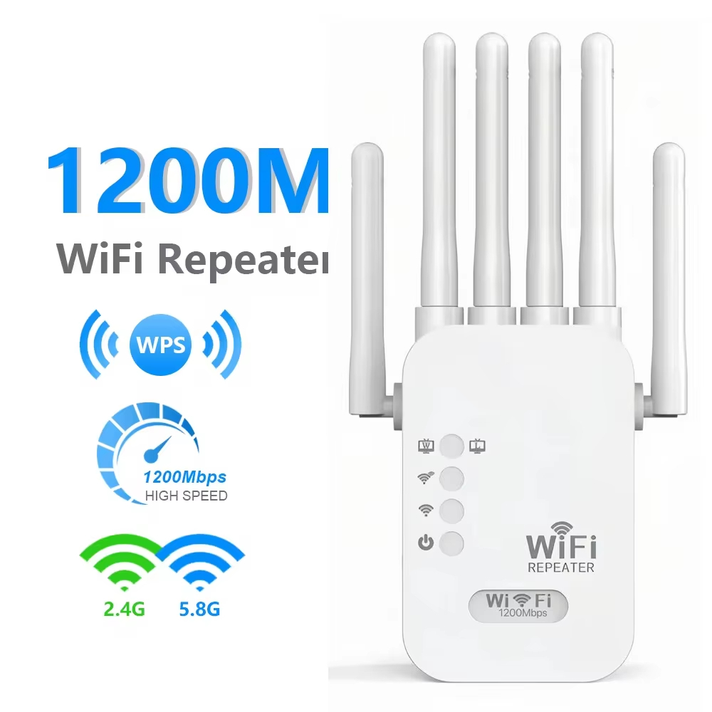 1200Mbps Wireless Wifi Repeater 6 เสาอากาศสัญญาณช่วง Enhancer 2.4G+5G Dual Band Network Amplifier
