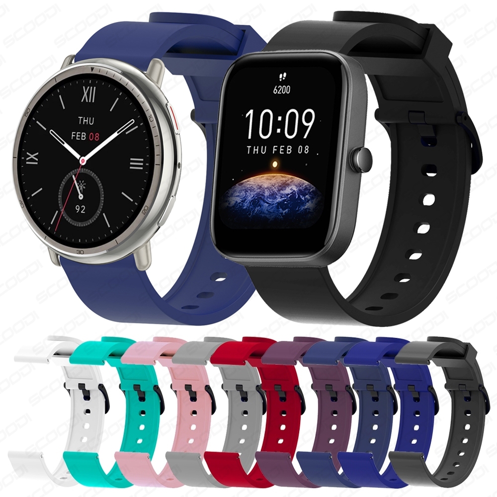 20 มม.สําหรับ For Amazfit Active 2/Aciteve/GTS 4mini 4 3 2 2Mini ซิลิโคนสร้อยข้อมือกีฬาสําหรับ For Amazfit Bip 3/Bip US Lite สายรัดข้อมือ