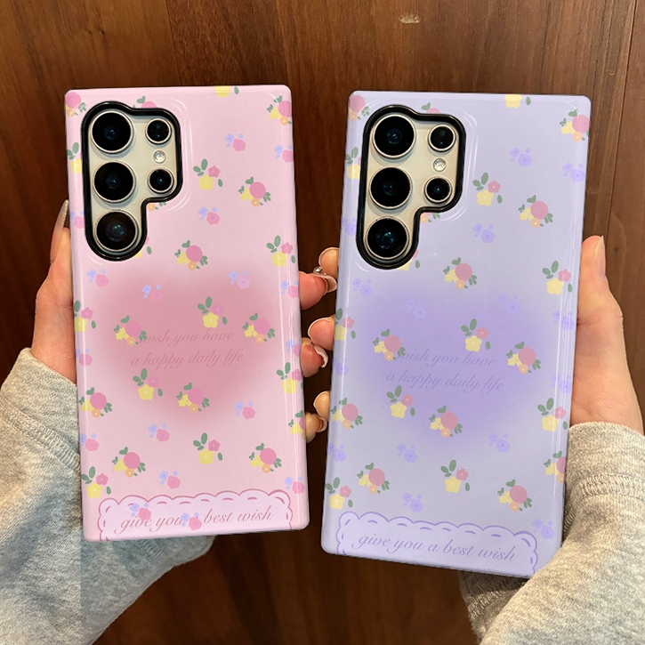 เคสโทรศัพท์สองในหนึ่งเดียวลายดอกไม้เบลอเหมาะสําหรับ Samsung su22u s23 plus s23FE s24 s25 plus A55 A5