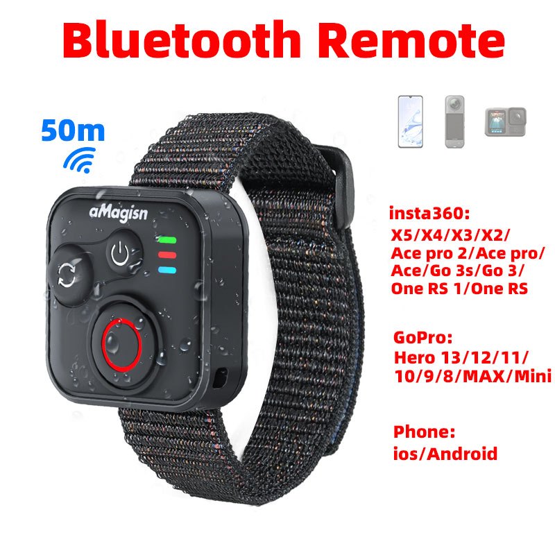 50m aMagisn รีโมทคอนโทรลไร้สายบลูทูธสําหรับ lnsta360 X5/X4/X3/X2/One RS1/Ace/Ace pro/Ace pro2/GoPro 