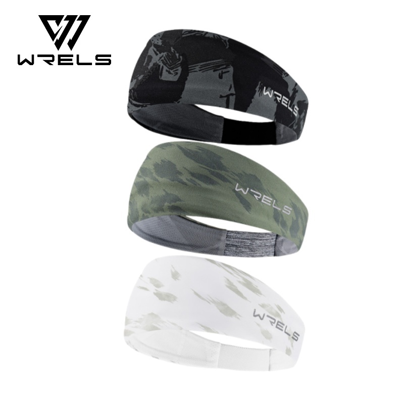 WRELS ที่คาดศีรษะสำหรับออกกำลังกายแบบมีแถบป้องกันเหงื่อในตัวสำหรับกีฬาวิ่ง #WG53
