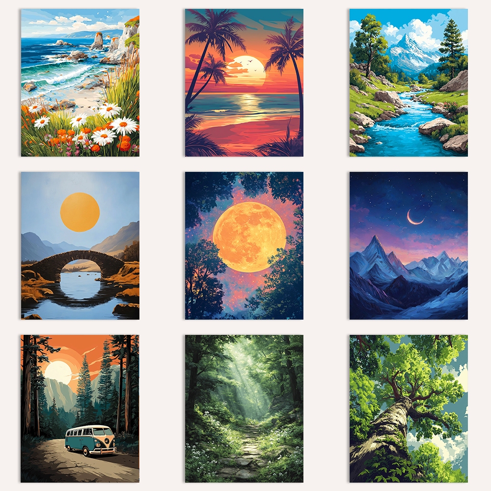 Drofe, ภูมิทัศน์ธรรมชาติ ระบายสีตามตัวเลข, paint by number, ภาพระบายสี, วาด DIY, วาดผ้าใบ, วาดสีน้ํามัน, ระบายสีตามตัวเลข, ภาพแต่งห้อง, ภาพติดผนัง
