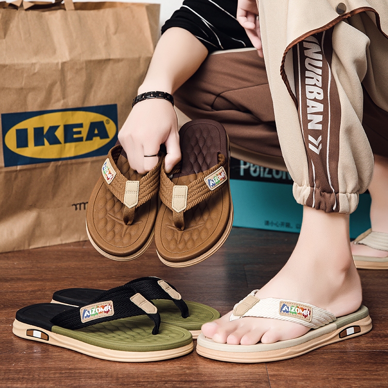 AIZOMR ฤดูร้อนสไตล์ใหม่ผู้ชาย High-End Flip-Flops ว่ายน้ําชายหาดสวมใส่กลางแจ้งพิเศษ Anti-Slip ทนต่อการสึกหรอสบาย
