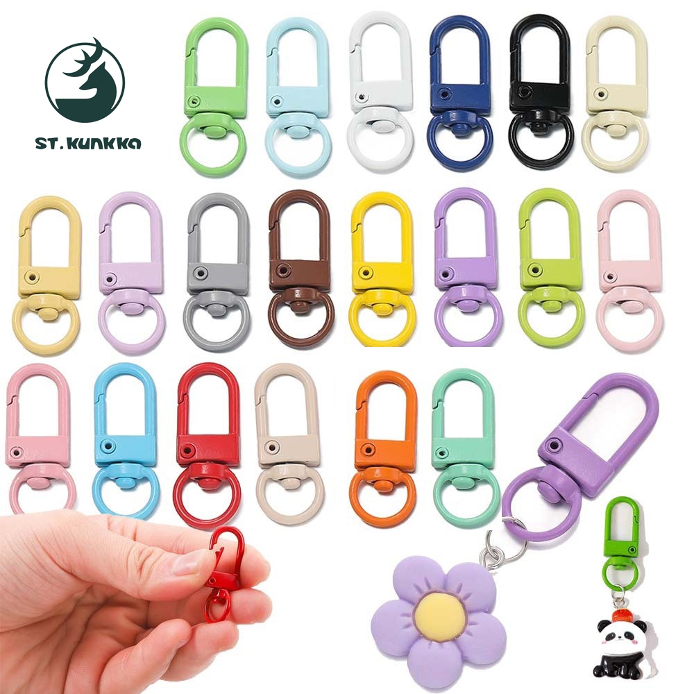 ST.KUANKKA 10 ชิ้น ตะขอล็อค ตะขอตัวยู ตะขอก้ามปู Lobster Clasp พร้อมห่วงหมุนได้ อะไหล่พวงกุญแจ Art Toy DIY Craft
