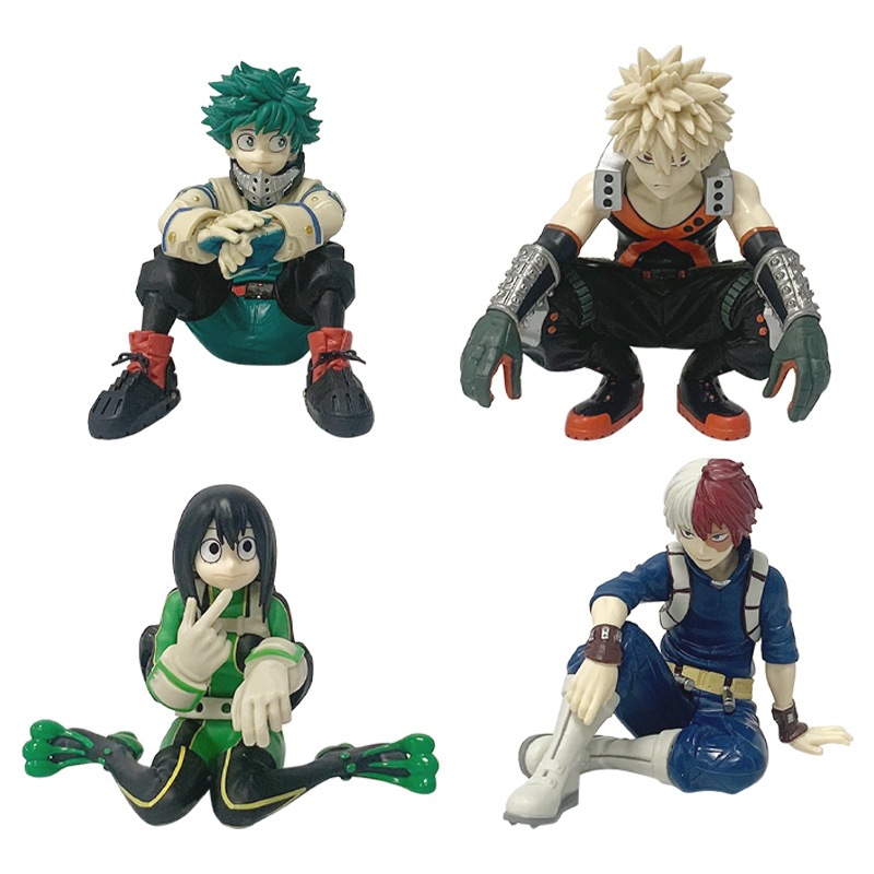 1 ชิ้นอะนิเมะรูป My Hero Academia ตําแหน่งนั่ง Midoriya Izuku Asui Tsuy Todoroki Shoto Bakugou Katsuki PVC Action Figures ตุ๊กตาของเล่น
