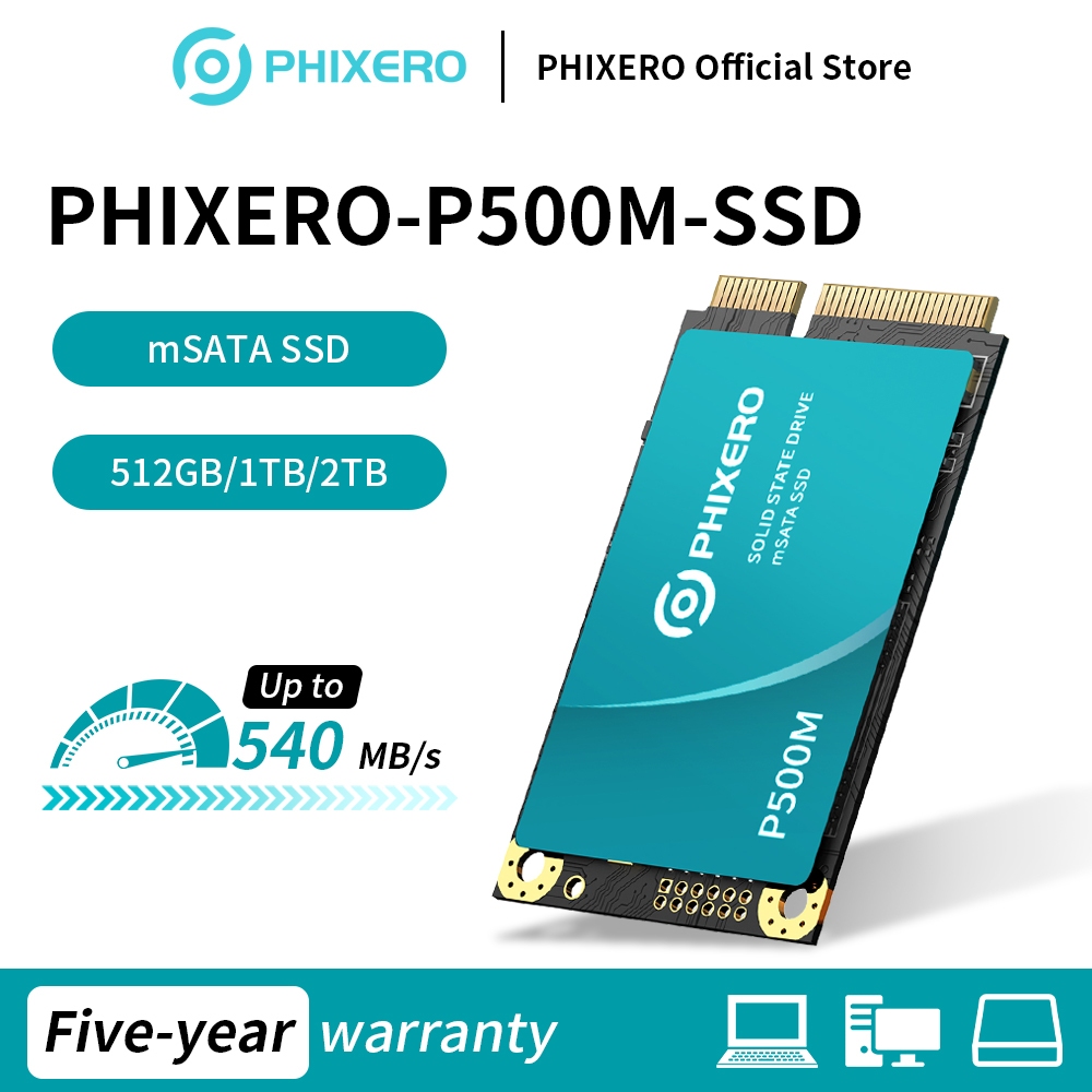 PHIXERO P500M mSATA NGFF SSD ไดรฟ์ Solid State ภายใน 128GB 256GB 512G HDD SSD สําหรับแล็ปท็อปเดสก์ท็