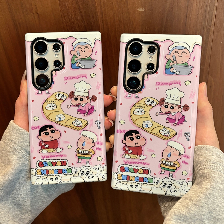 ทําอาหารเครยอนชินจังรูปแบบเคสป้องกันสองในหนึ่งเดียวเหมาะสําหรับ Samsung su22u s23 plus s23FE s24 s25