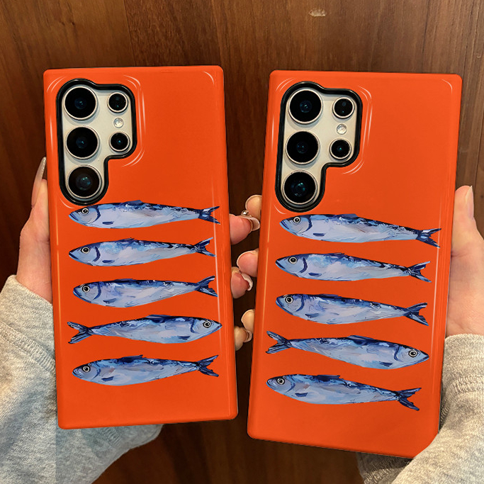 เคสป้องกันสองในหนึ่งเดียวลายปลาเค็มเหมาะสําหรับ Samsung su22u s23 plus s23FE s24 s25 plus A55 A56 A3