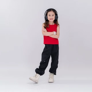 B&R Kids【กางเกงเด็กผู้หญิง】ส่งจากไทย กางเกงคาร์โก้เอวสูงเด็กผู้หญิง สไตล์เกาหลี หลวม ดูเพรียว ใส่สบาย ระบายอากาศได้ดี
