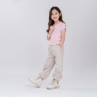 B&R Kids【กางเกงเด็กผู้หญิง】ส่งจากไทย กางเกงคาร์โก้เอวสูงเด็กผู้หญิง สไตล์เกาหลี หลวม ดูเพรียว ใส่สบาย ระบายอากาศได้ดี