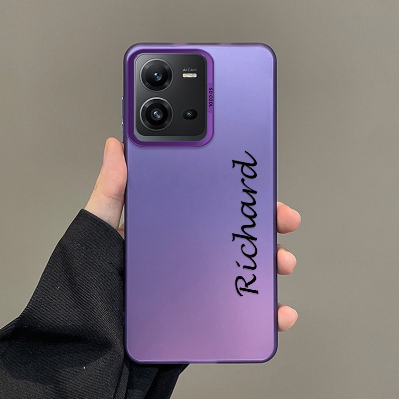 Vivo V25 5G V25 Pro V25e V23 V23e 5G ชื่อที่กําหนดเองศิลปะตัวอักษรการออกแบบกรณีสีเงิน Hard Back Case