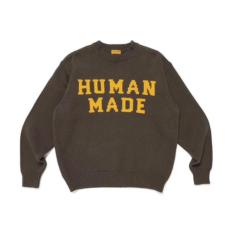 2025 ถัก Jacquard ตัวอักษรโลโก้ HUMAN MADE เสื้อกันหนาวผู้ชายผู้หญิงแฟชั่นคุณภาพดีฤดูใบไม้ร่วงฤดูหนา