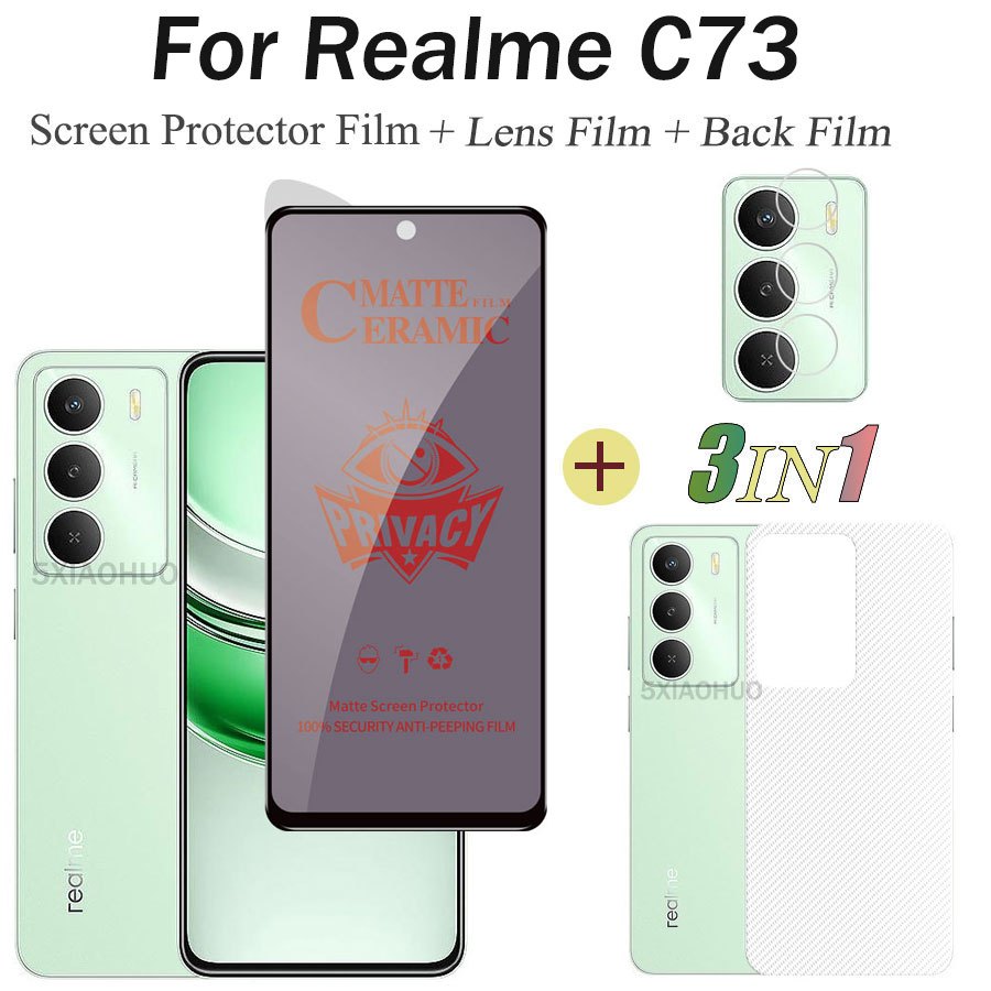 3in1 สําหรับRealme C71 Anti-Spyความเป็นส่วนตัวกระจกนิรภัยฟิล์มนุ่มสําหรับRealme C75 C73 C55 C53 ป้อง