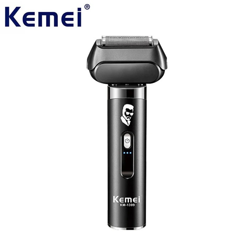 KEMEI เคเมอิ 4-ใบมีดไร้สายไฟฟ้ามีดโกนสําหรับผู้ชายฟอยล์เครื่องโกนหนวดใบหน้าปิดเครื่องโกนหนวดสําหรับผมหยาบเปียก/แห้ง ยูเอสบี ชาร์จอย่างรวดเ