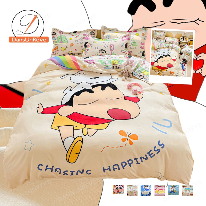 3/4ชิ้น ชุดผ้าปูที่นอนลายชินจัง ชุดผ้าปู Crayon Shinchan bedding set  ผ้าปูที่นอน+ปลอกผ้านวม+ปลอกหมอน พิมพ์ลาย การ์ตูน ไม่มีผ้านวม 3ฟุต 5ฟุต 6ฟุต