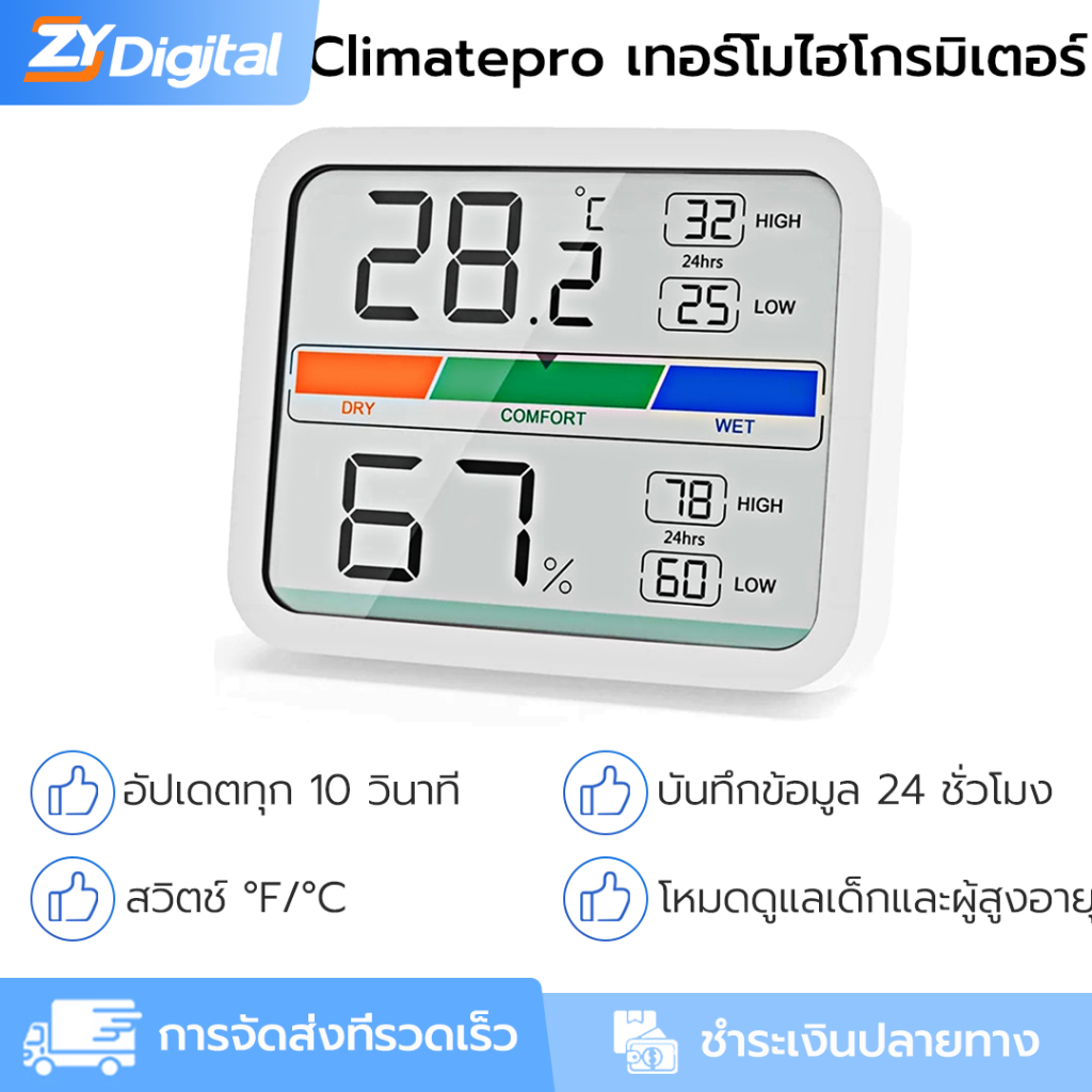 Climatepro เครื่องวัดความชื้นแบบดิจิตอล (ความแม่นยําสูง/Tropical Climate/กล่องสีขาว)