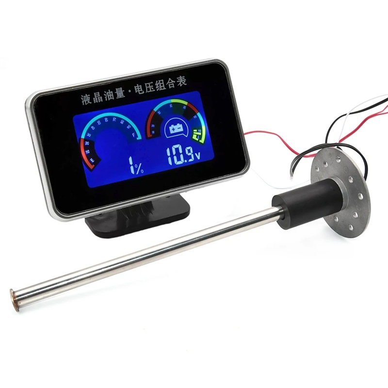 1K-10Kohm4 ระบบตรวจสอบน้ํามันเชื้อเพลิง Digital Diesel Level Meter LCD Digital Alarm Gauge 2 in 1 การใช้วัดระดับโวลต์มิเตอร์เมตร